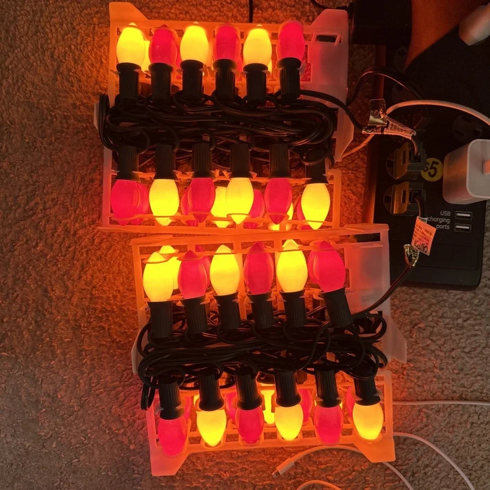 Virginia Tech Christmas Lights C7 Lights 25 Ct Hokies VT Set Of 2 50 Lights WORK